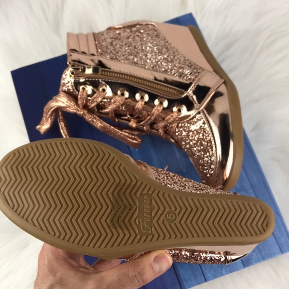 ROSE GOLD WEDGE SNEAKERS - Picture 6 of 8